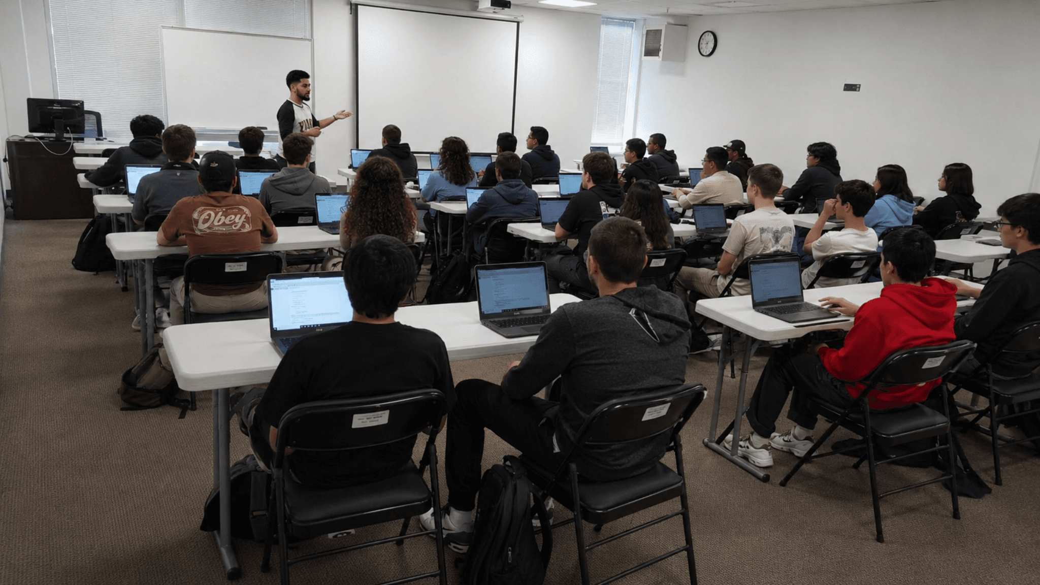 Students learning AI in a classroom